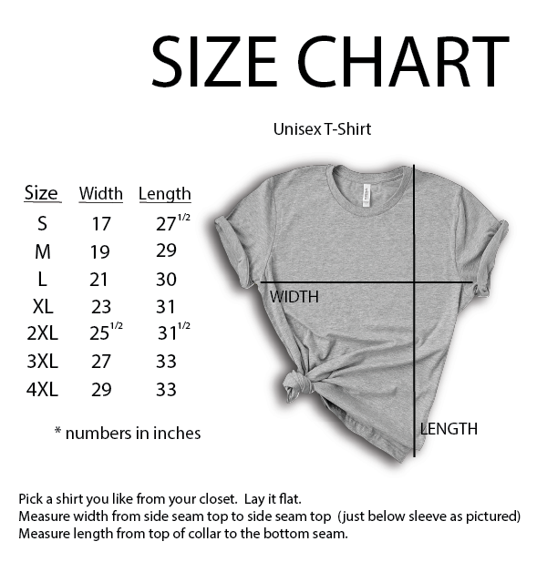 Bella+Canvas 3001 size chart