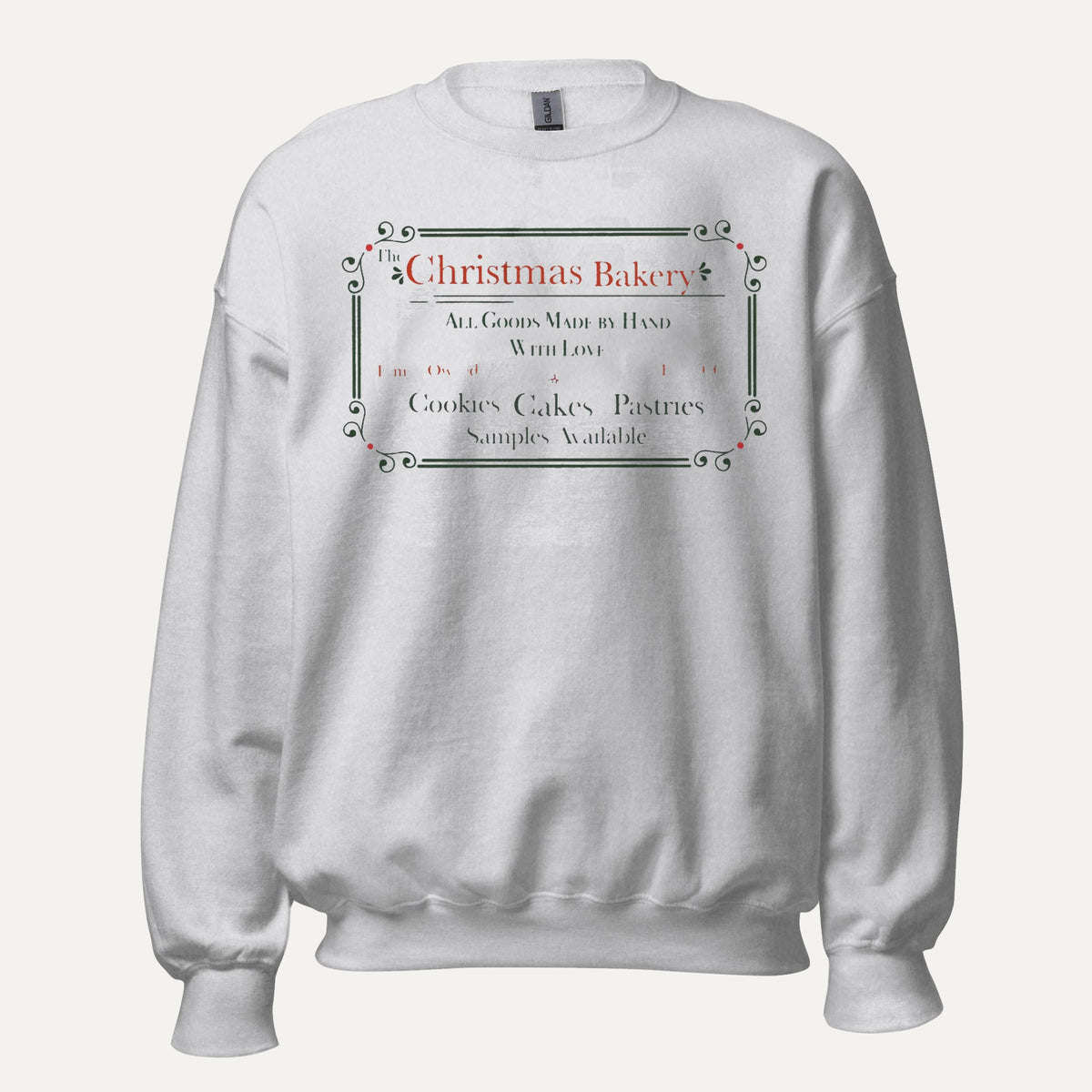 Christmas Bakery Unisex Long Sleeve Sweatshirt in Sport Grey, front view