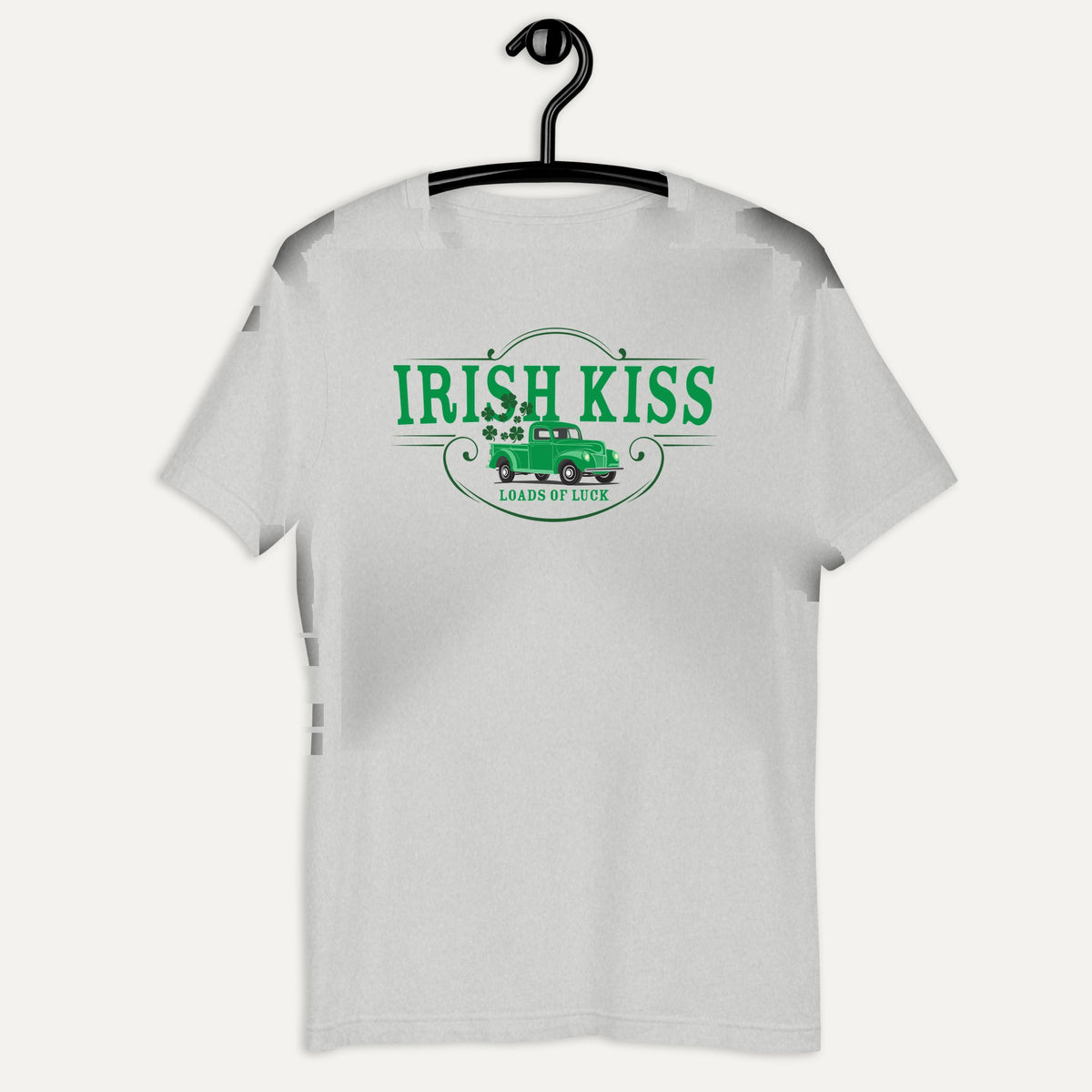 Irish Kiss Loads Of Luck Short Sleeve Tee in Athletic Heather, on hanger