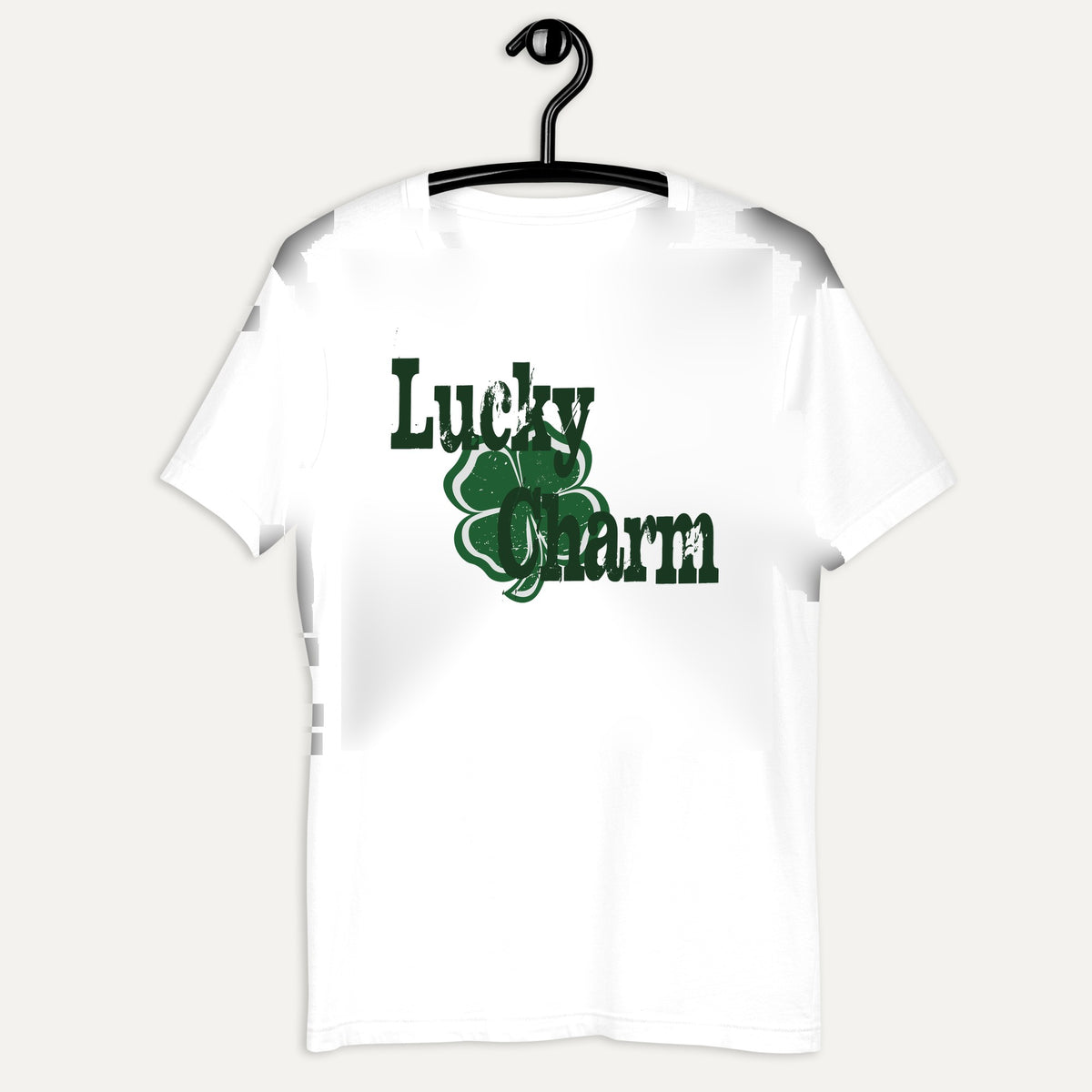 Lucky Charm Short Sleeve Tee in White, on hanger