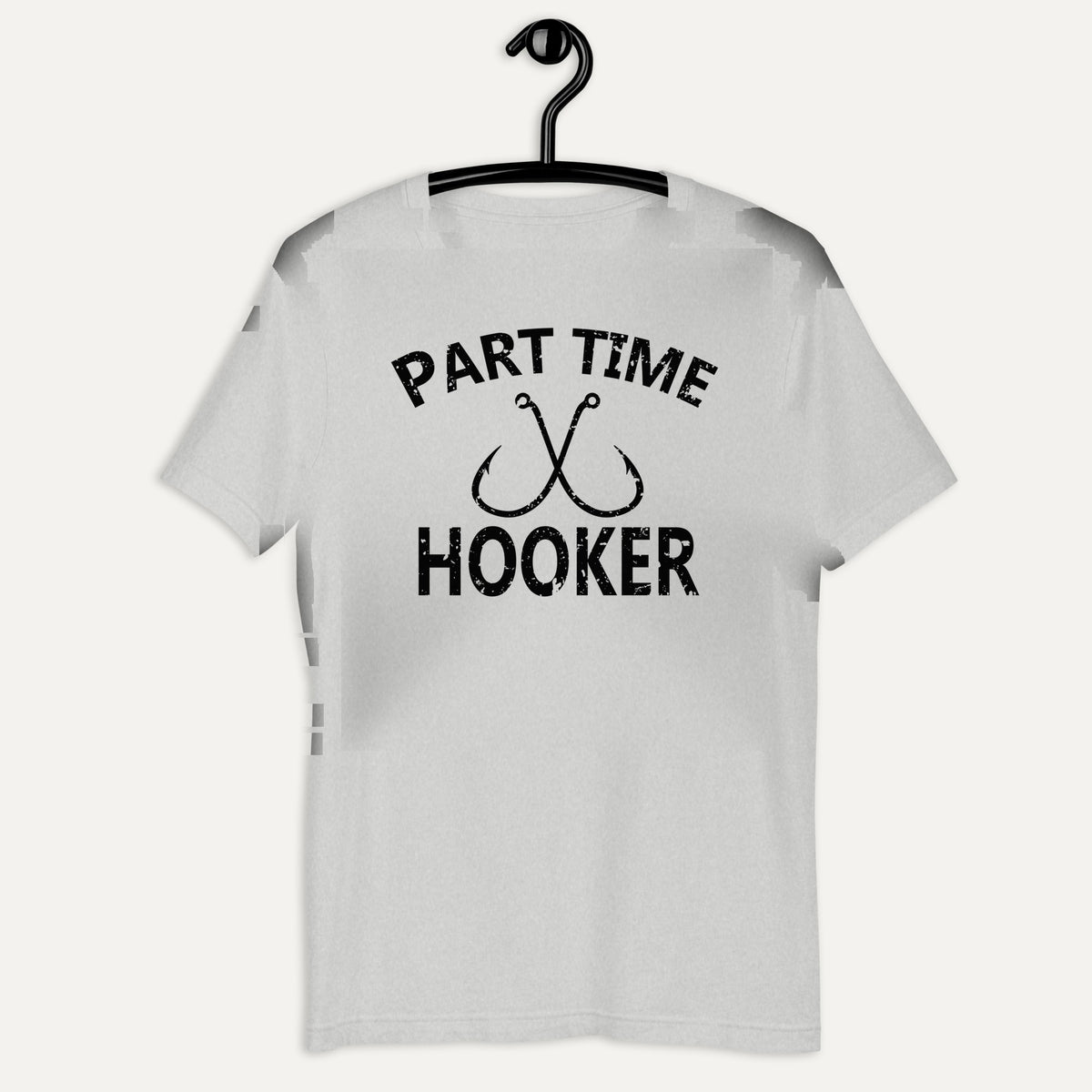 Part Time Hooker Fishing Tee in Athletic Heather, on hanger
