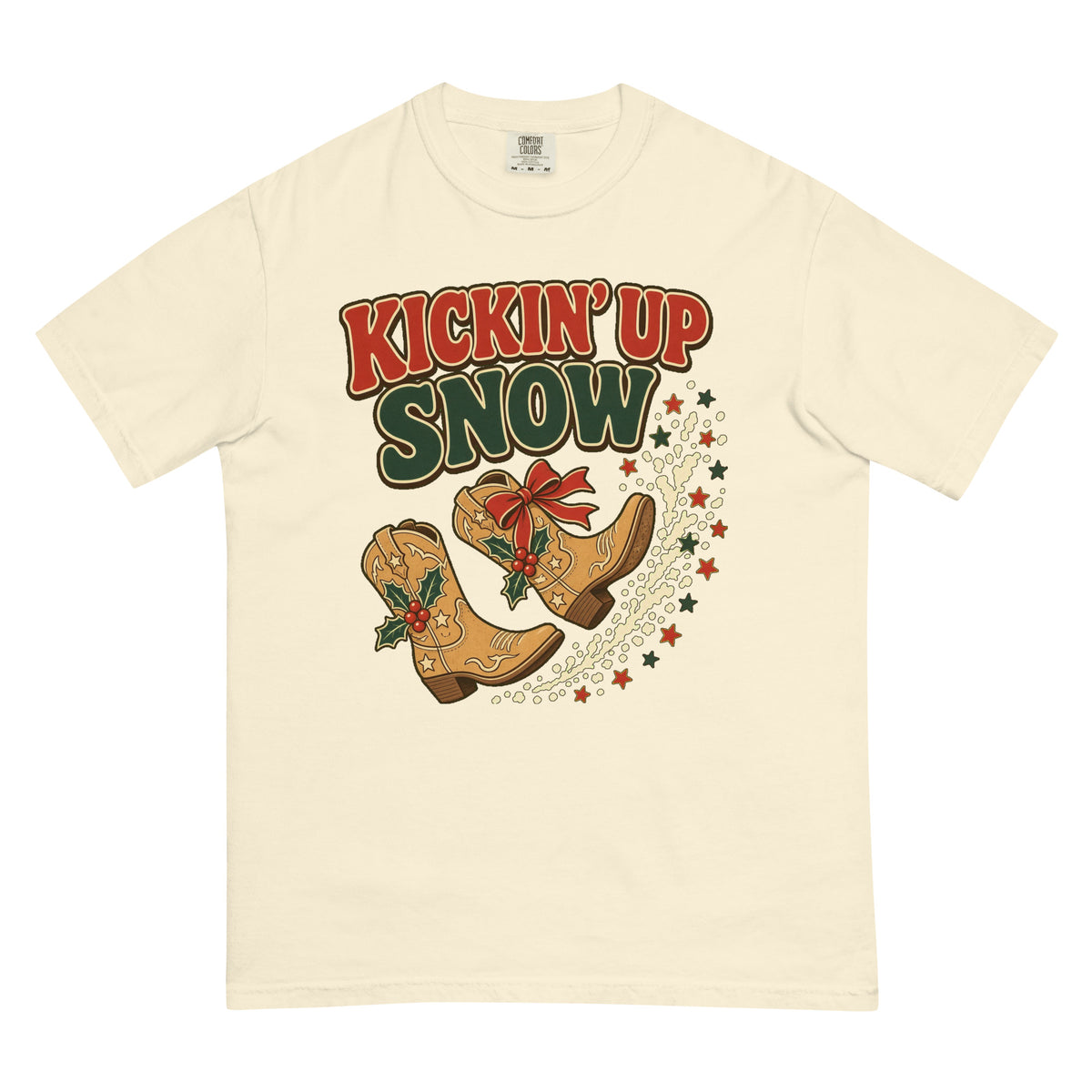 Kickin' Up Snow Comfort Colors Tee in Ivory, front view