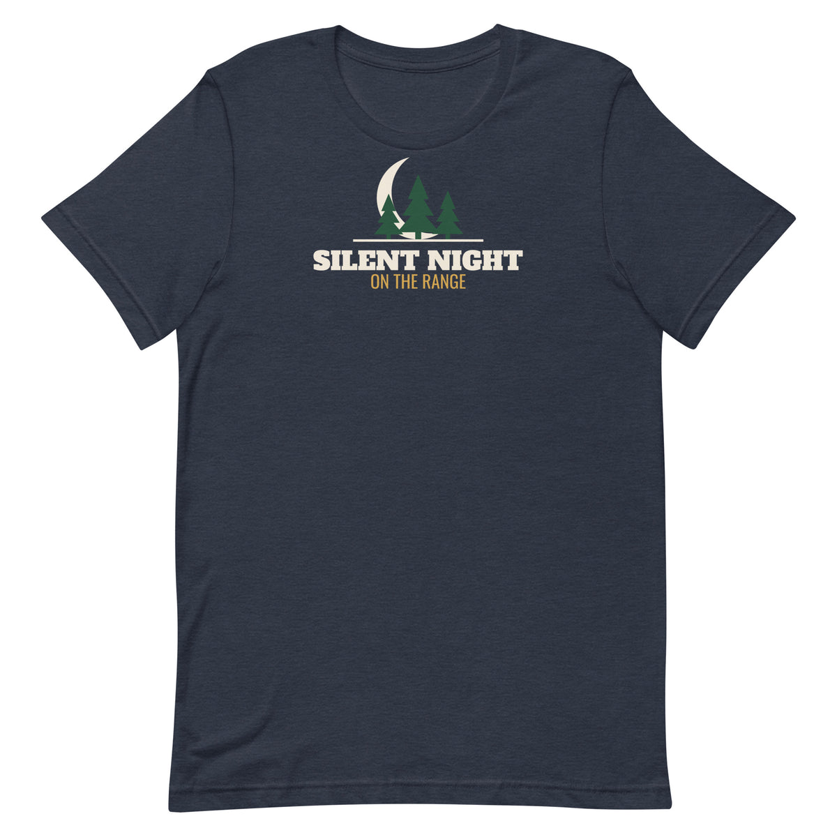 Silent Night On The Range Christmas Tee in Heather Navy, front view