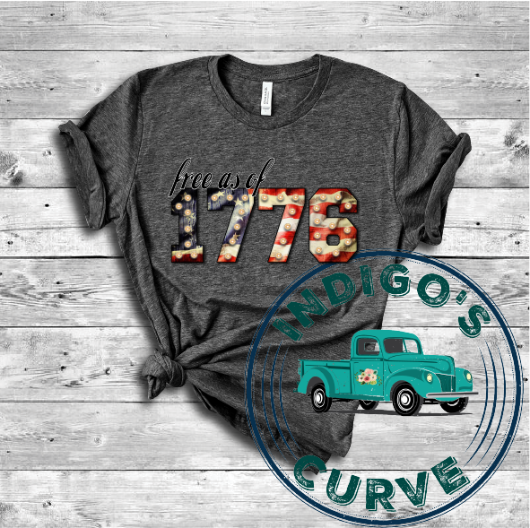 Free As Of 1776 Short Sleeve Tee in Dark Grey Heather