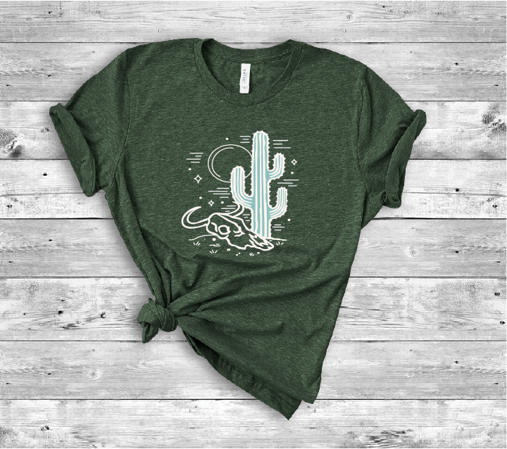 Country collection - Cactus And Cow Skull Short Sleeve Tee