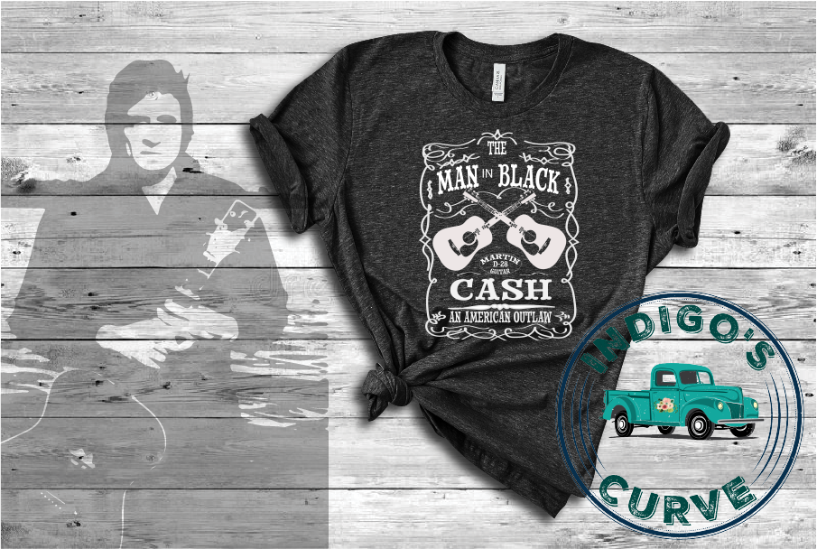 Man In Black Cash Bella Canvas 3001 Tee in Black Heather