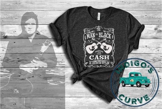 Man In Black Cash Bella Canvas 3001 Tee in Black Heather