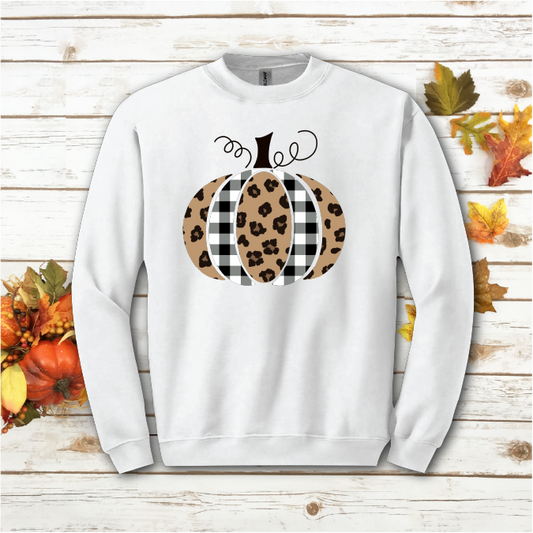 Plaid And Cheetah Print Pumpkin Unisex Sweatshirt