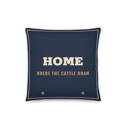 Home Where The Cattle Roam Throw Pillow in 16″×16″, front view