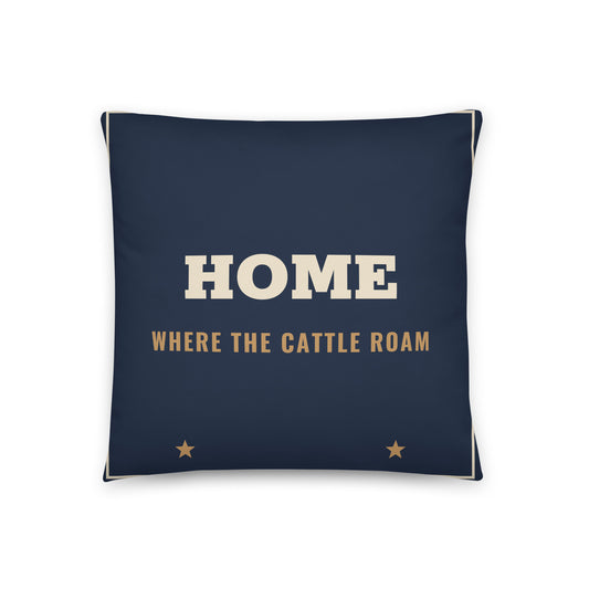 Home Where The Cattle Roam Throw Pillow in 18″×18″, front view