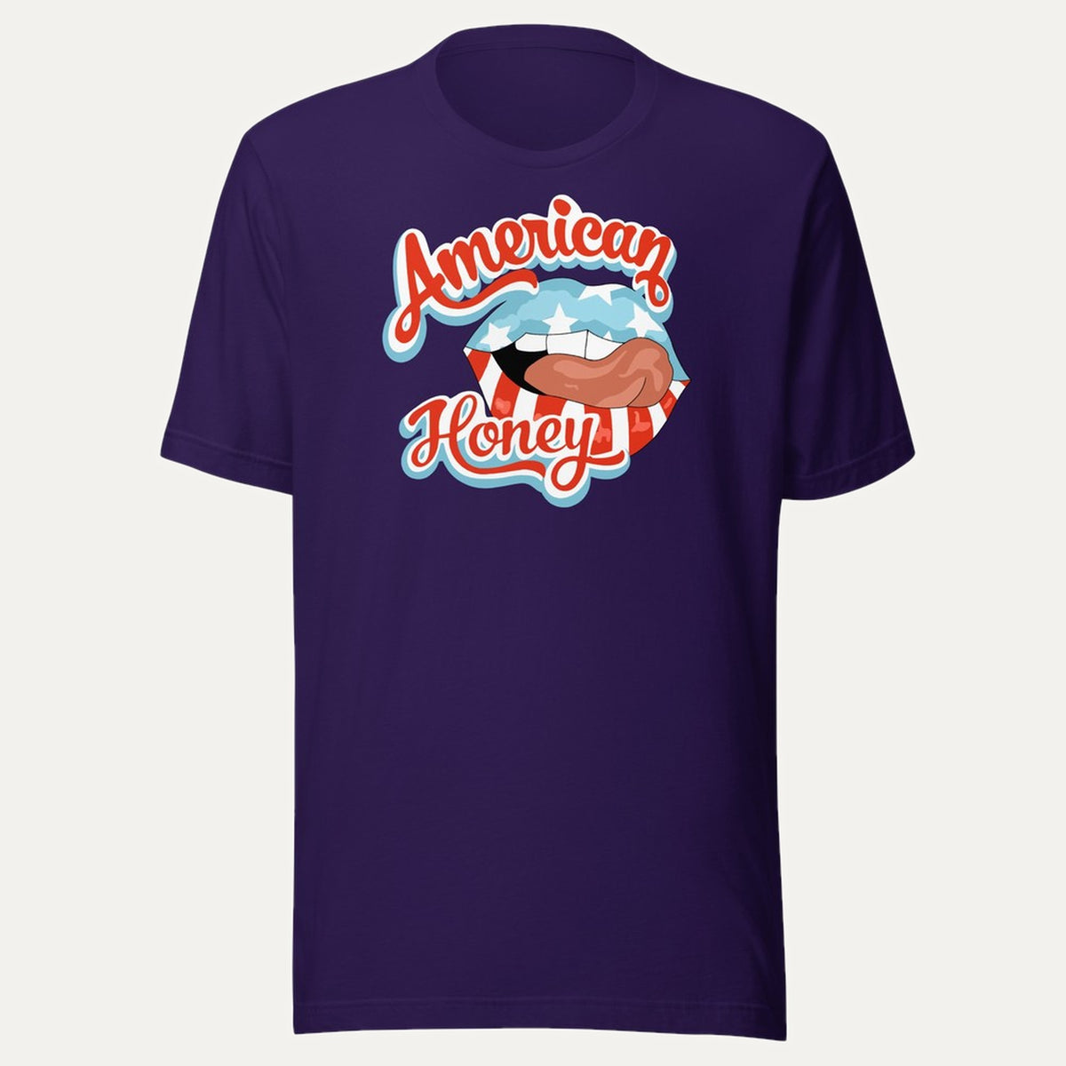 American Honey Patriotic Short Sleeve Tee in Team Purple, front view