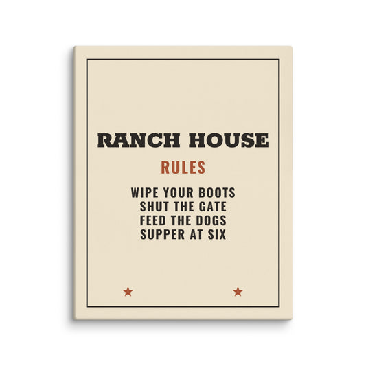 Ranch House Rules Canvas Print in 16″×20″, front view