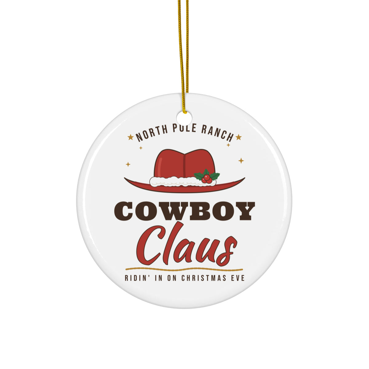 Cowboy Claus Western Christmas Ornament, front view