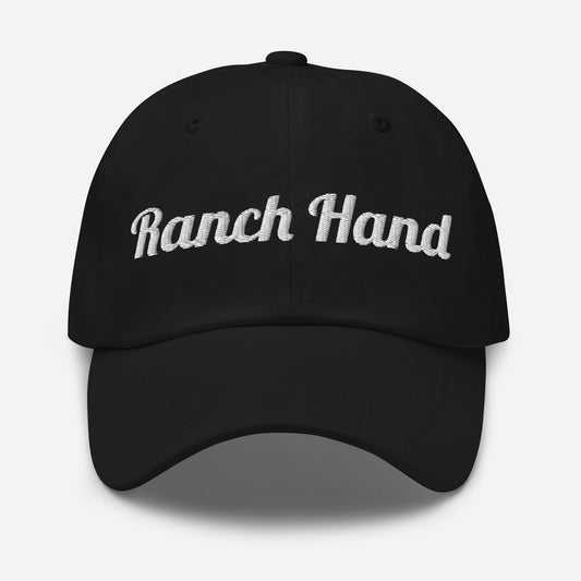 Ranch Hand Embroidered Dad Hat in Black, front view