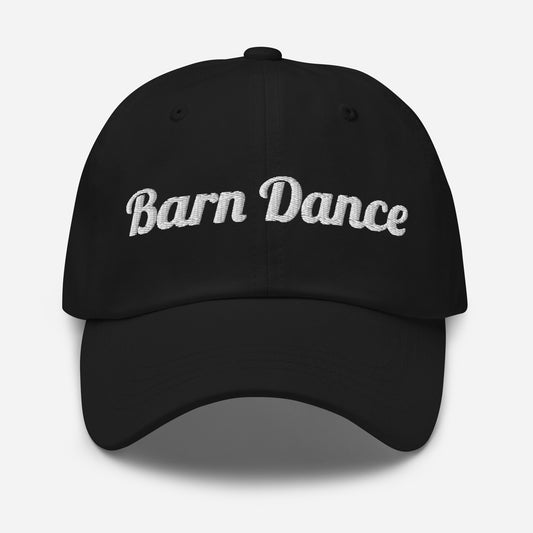 Barn Dance Embroidered Dad Hat in Black, front view