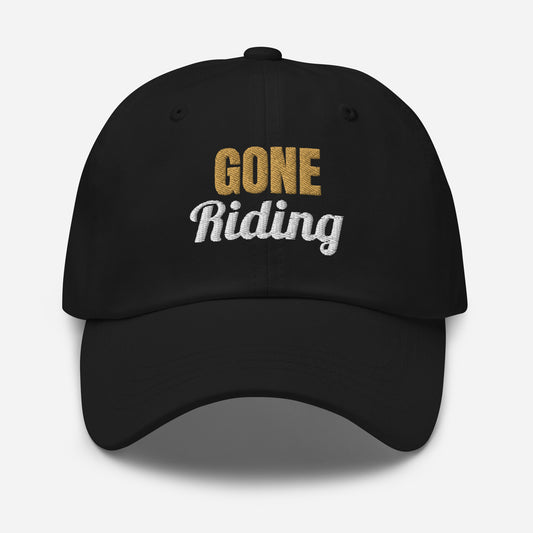 Gone Riding Embroidered Dad Hat in Black, front view