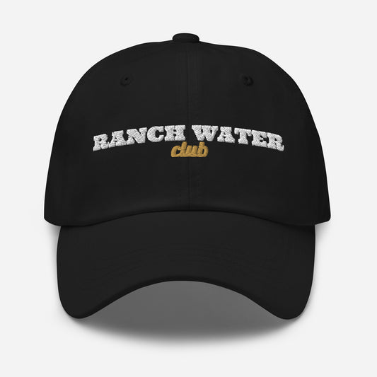 Ranch Water Club Embroidered Dad Hat in Black, front view