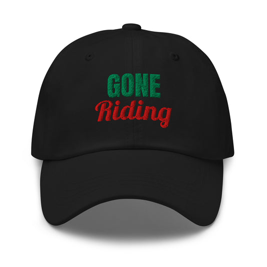 Gone Riding Embroidered Dad Hat in Black, front view