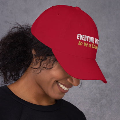 Everyone Wants To Be A Cowboy Embroidered Dad Hat in Cranberry, right side view