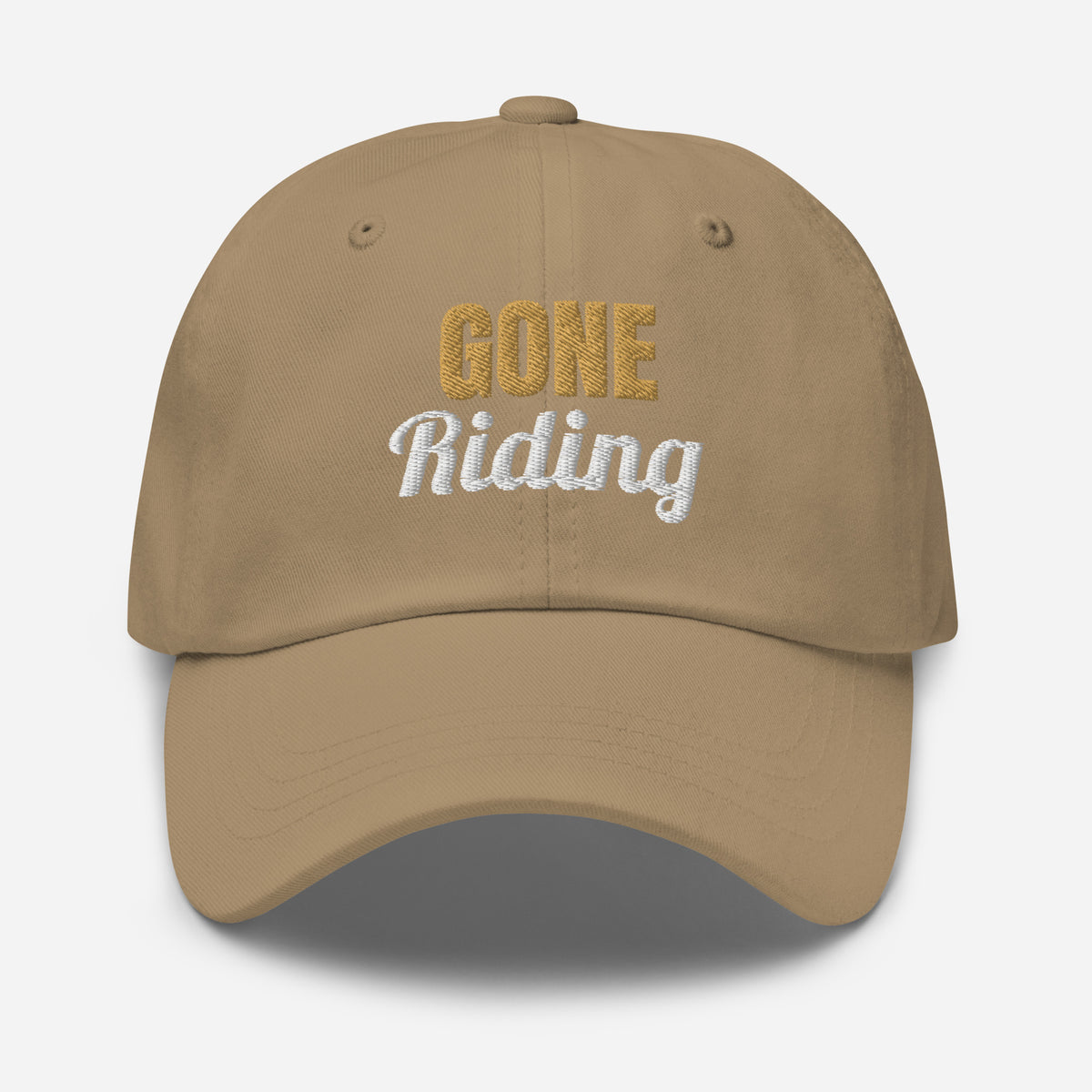 Gone Riding Embroidered Dad Hat in Khaki, front view
