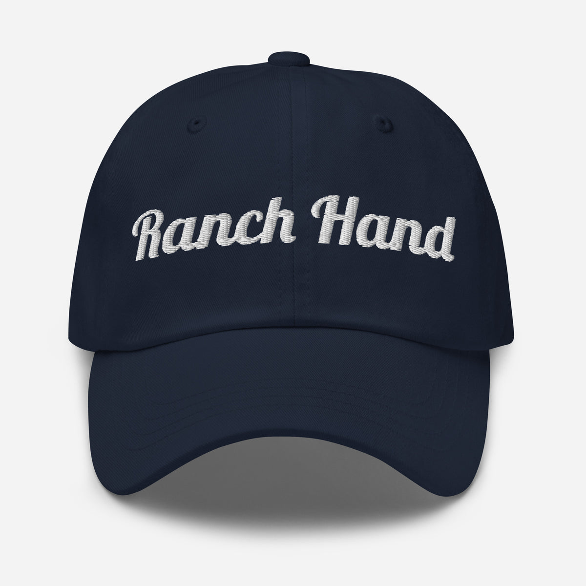 Ranch Hand Embroidered Dad Hat in Navy, front view