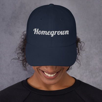 Homegrown Embroidered Dad Hat in Navy, front view