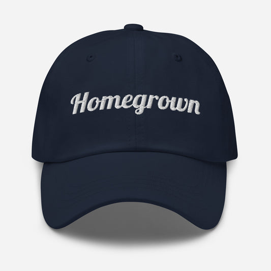 Homegrown Embroidered Dad Hat in Navy, front view