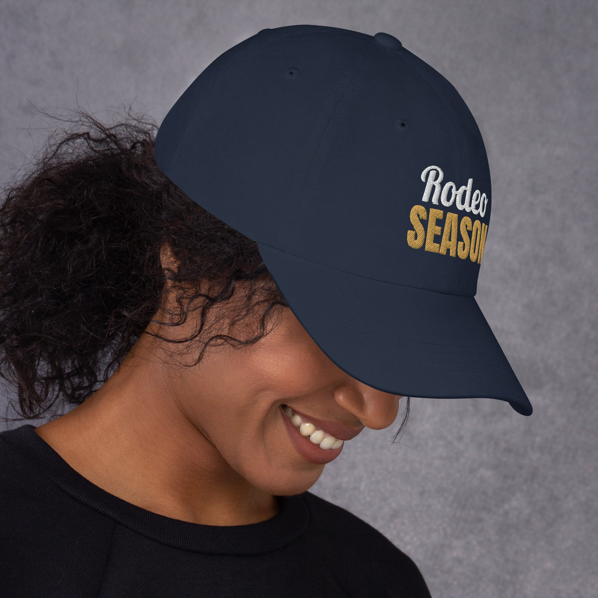 Rodeo Season Embroidered Dad Hat in Navy, right side view