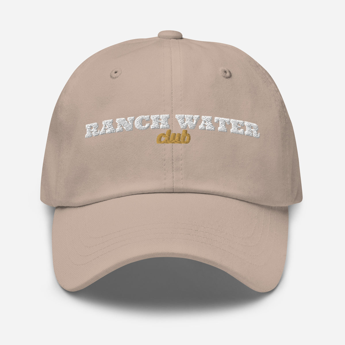 Ranch Water Club Embroidered Dad Hat in Stone, front view