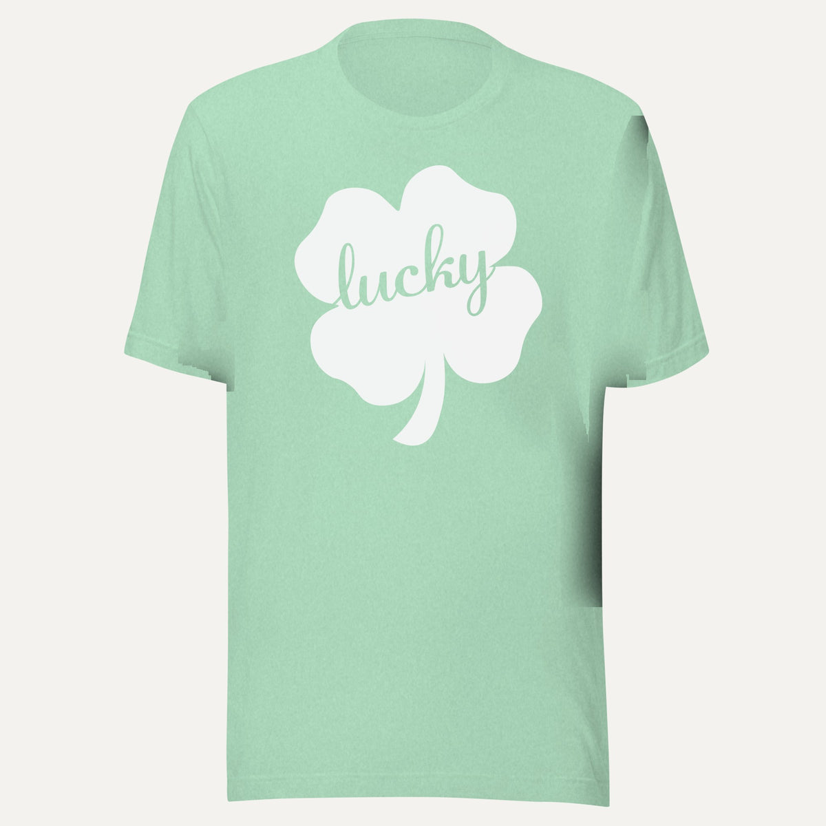 Clover Lucky Cutout Short Sleeve Tee in Heather Prism Mint, front view