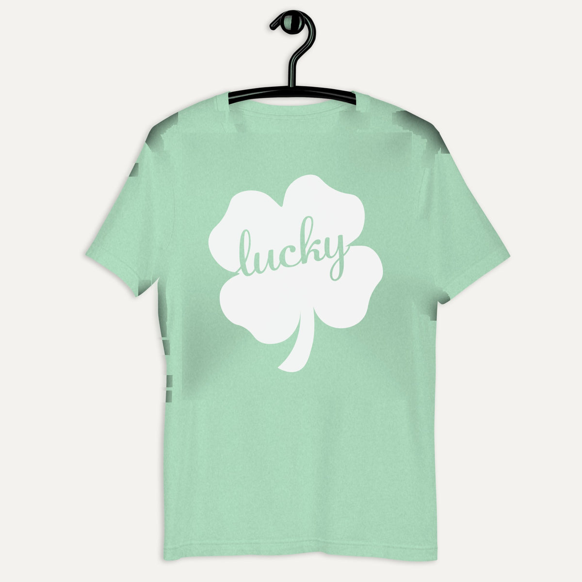 Clover Lucky Cutout Short Sleeve Tee in Heather Prism Mint, on hanger