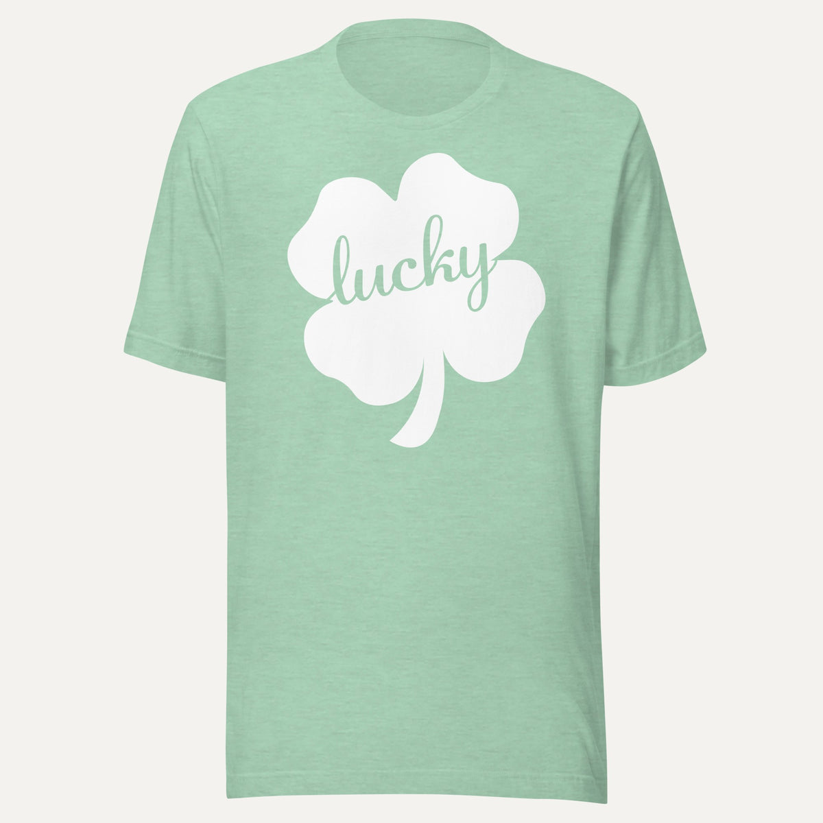 Clover Lucky Cutout Short Sleeve Tee in Heather Prism Mint, front view