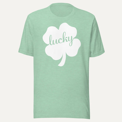 Clover Lucky Cutout Short Sleeve Tee in Heather Prism Mint, front view