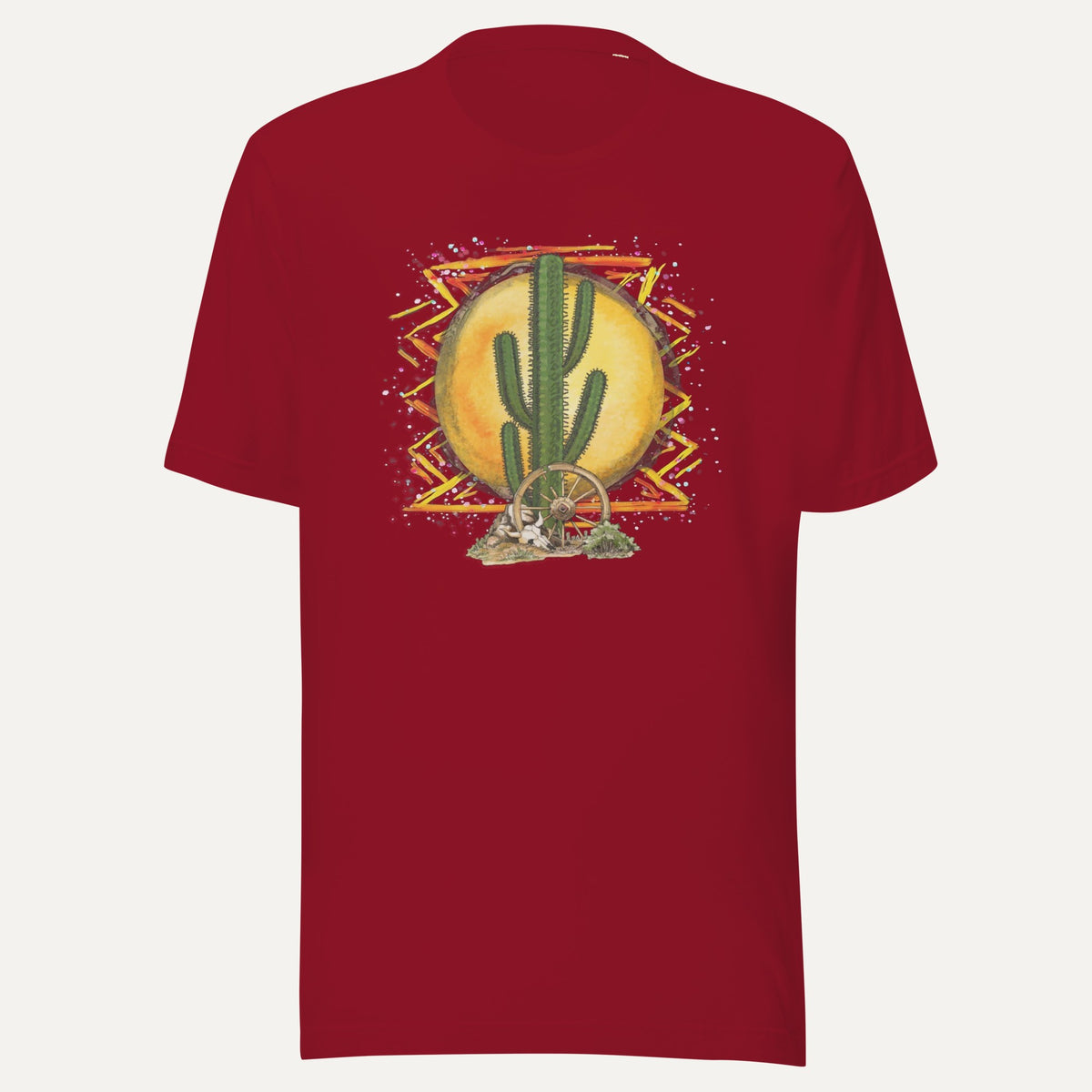 Colorful Desert Short Sleeve Tee in Cardinal, front view