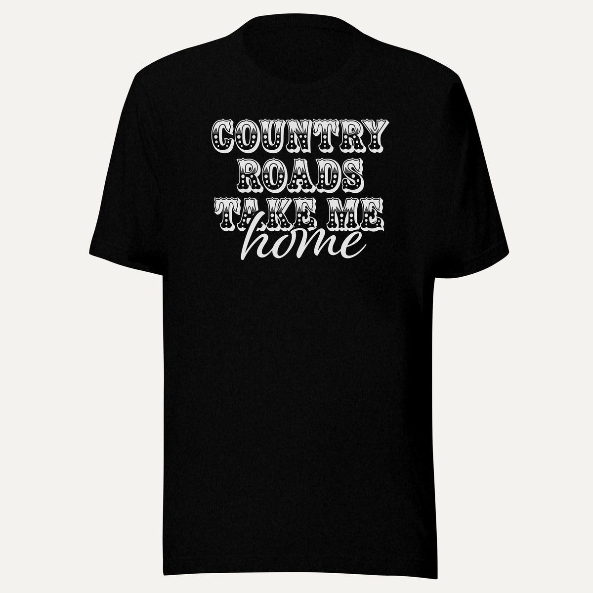 Country Roads Take Me Home Short Sleeve Tee in Black Heather, front view