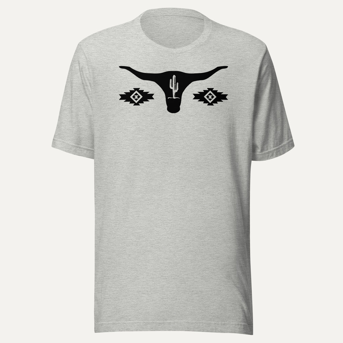 Cow Skull SW Short Sleeve Tee in Athletic Heather, front view
