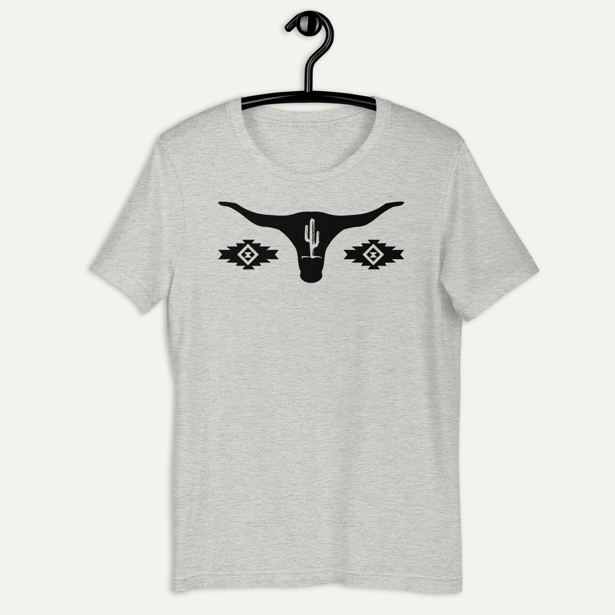 Cow Skull SW Short Sleeve Tee in Athletic Heather, on hanger
