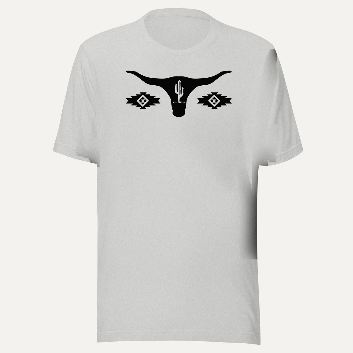 Cow Skull SW Short Sleeve Tee in Athletic Heather, front view