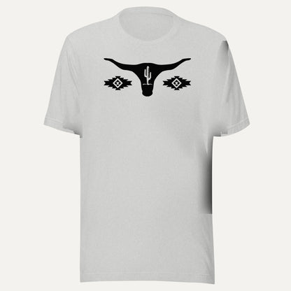 Cow Skull SW Short Sleeve Tee in Athletic Heather, front view
