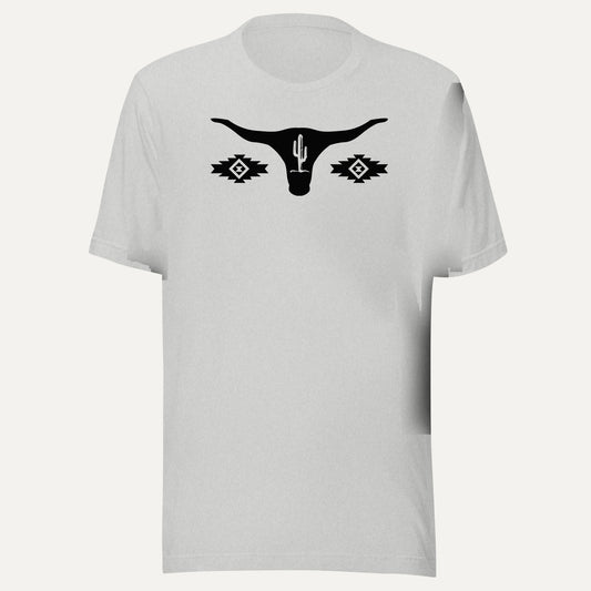 Cow Skull SW Short Sleeve Tee in Athletic Heather, front view
