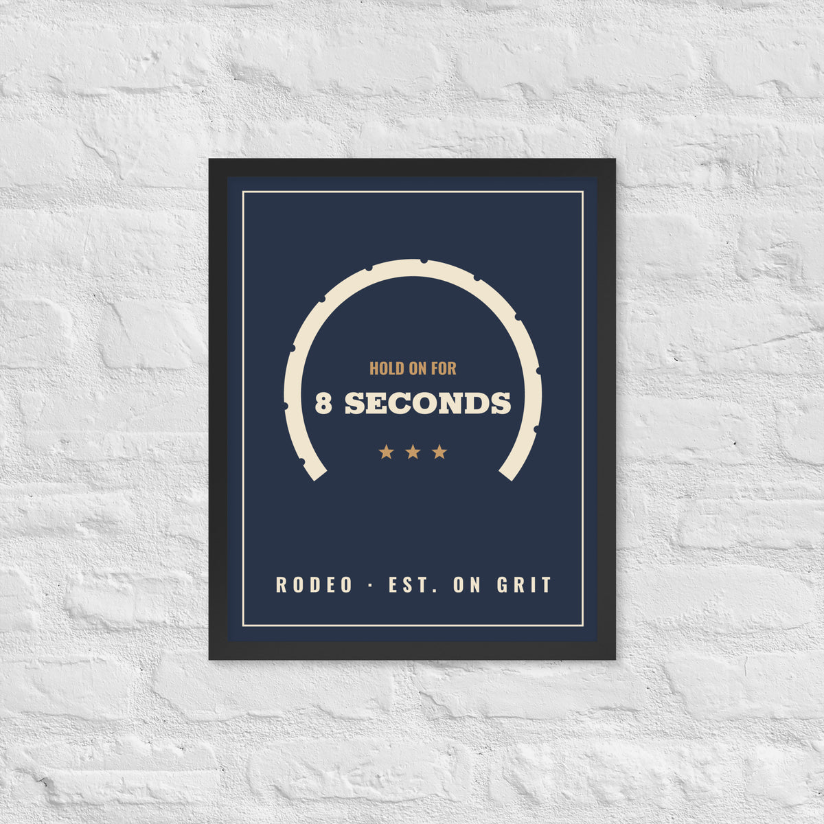 Eight Seconds Rodeo Framed Poster in 16″×20″ Black frame, front view