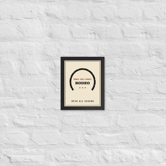 Rodeo Grounds Vintage Framed Poster in 8″×10″ Black frame, front view