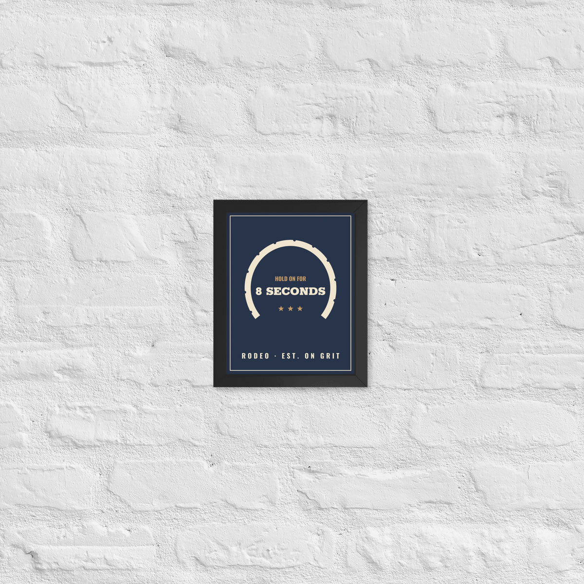 Eight Seconds Rodeo Framed Poster in 8″×10″ Black frame, front view