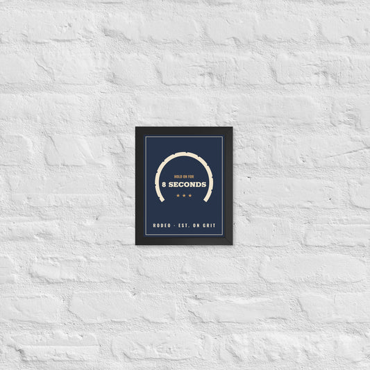 Eight Seconds Rodeo Framed Poster in 8″×10″ Black frame, front view