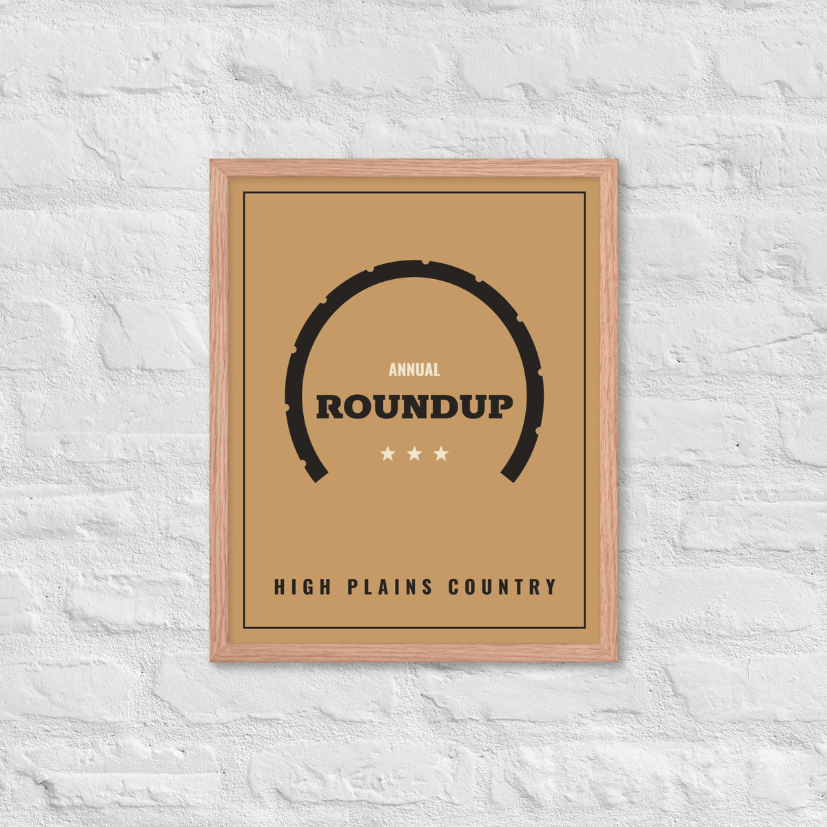 High Plains Roundup Framed Poster in 16″×20″ Red Oak frame, front view