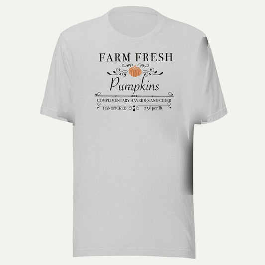 Farm Fresh Pumpkins Fancy Unisex Short Sleeve Tee in Athletic Heather, front view