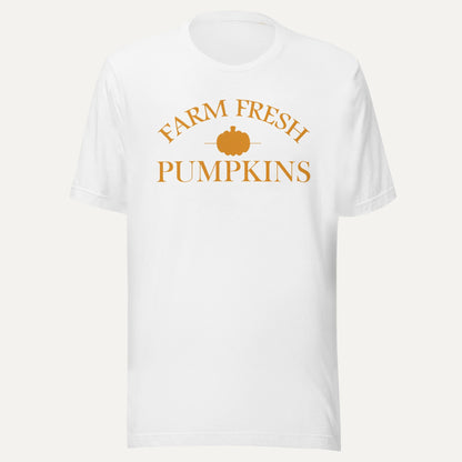 Farm Fresh Pumpkins Plain Short Sleeve Tee in White, front view