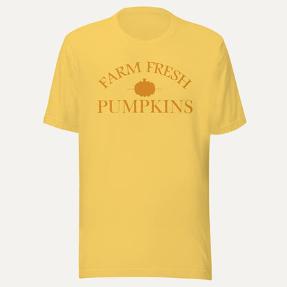 Farm Fresh Pumpkins Plain Short Sleeve Tee in Yellow, front view