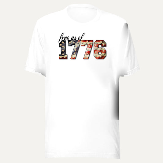 Free As Of 1776 Short Sleeve Tee in White, front view