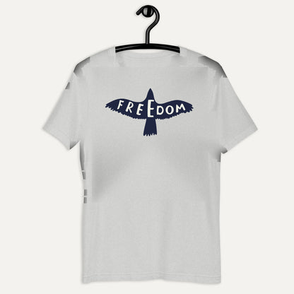Freedom Free Bird Short Sleeve Tee in Athletic Heather, on hanger